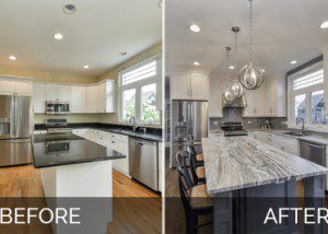 Naperville厨房改建图片，以白色石英台面为特色 -  Sebring Design Build